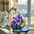 thumbnail image 3 of Iris Flowers Stained Glass Suncatcher Colored Handmade Window Hangings Glass Suncatcher Crafts Kits for Indoor Garden Christmas Decoration 16x16cm(12), 3 of 7