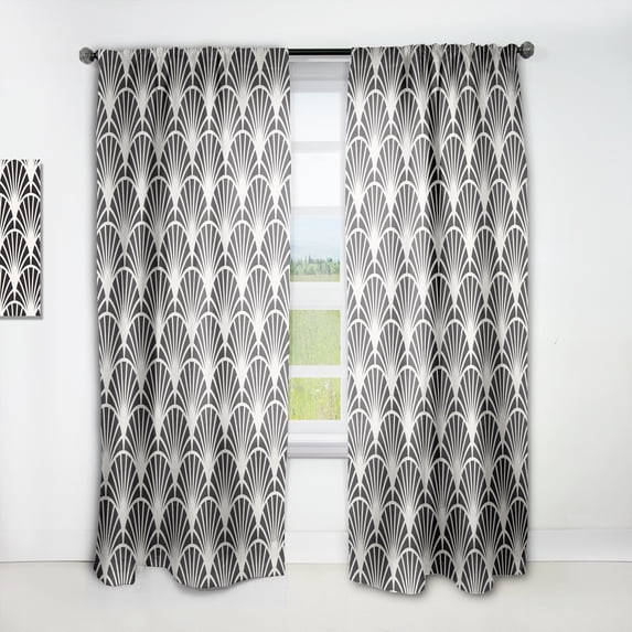 Designart 'Deco Waves Retro Art I' Mid-Century Modern Curtain Panel