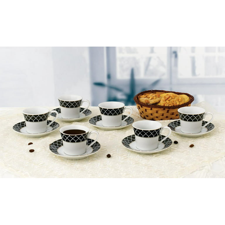 Espresso Cups with Saucers Set Porcelain Coffee Cup Set and Metal