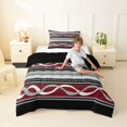 thumbnail image 4 of jejeloiu Bold Striped Twin Comforter Sets,Fiesta Print Bedding Set For Boys,Red Gray,Black Reversible,2 Pieces,1 Comforter and 1 Pillowcase, 4 of 7