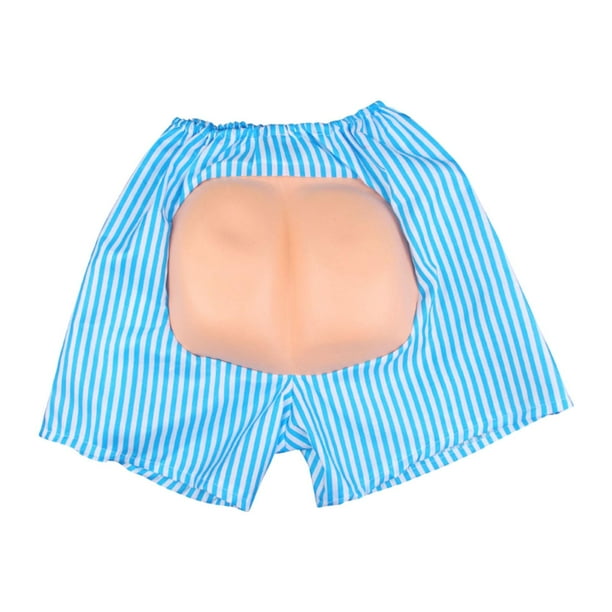 Pantalones cortos divertidos con trasero falso, decoración para fiesta de los inocentes, pantalones de broma divertidos y llamativos azul