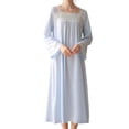 thumbnail image 2 of SWSMCLT Women's Long Sleeve Cotton Nightgown Long Sleeping Dress Vintage Victorian Night Gown See Through Princess Blue Large, 2 of 4