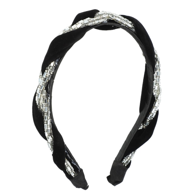 Diadema anudada Unique Bargains accesorios para el cabello con diamantes de imitación color negro