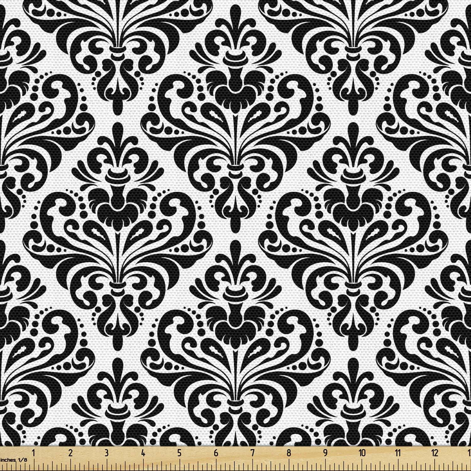 Damask Fabric by the Yard, Symmetrical Damask Motif with Floral