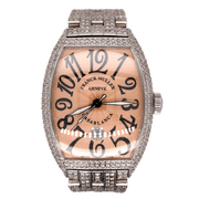 Franck Muller Casablanca Men's Watch Steel 39x50mm Pink Dial Iced 15ct Diamonds