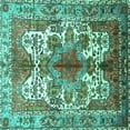 thumbnail image 1 of Ahgly Company Machine Washable Indoor Square Persian Turquoise Blue Traditional Area Rugs, 6' Square, 1 of 4