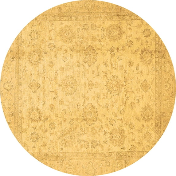Ahgly Company Indoor Round Oriental Brown Traditional Area Rugs, 5' Round