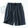 thumbnail image 2 of Men's Pajama Sets Trendy Japanese Plaid Wide Leg with Drawing Plus Size Sleepwear,Navy,L, 2 of 4