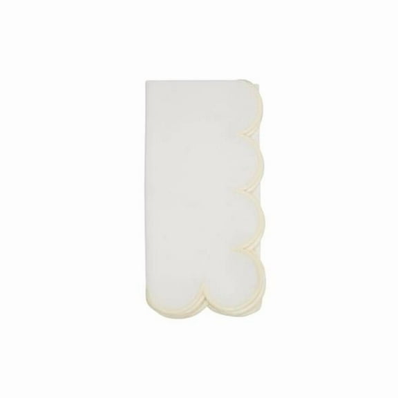 Saro Lifestyle 8123.NW20S 20 x 20 in. Scalloped Hem Napkin, Natural & White - Set of 4
