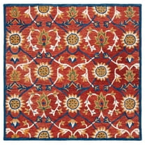 SAFAVIEH Blossom Lecia Floral Area Rug, Rust/Blue, 6' x 6' Square