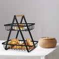 thumbnail image 2 of 2-Tier Countertop Fruit Basket Storage, Kitchen Spice Rack Fruit Basket, Black, 2 of 7