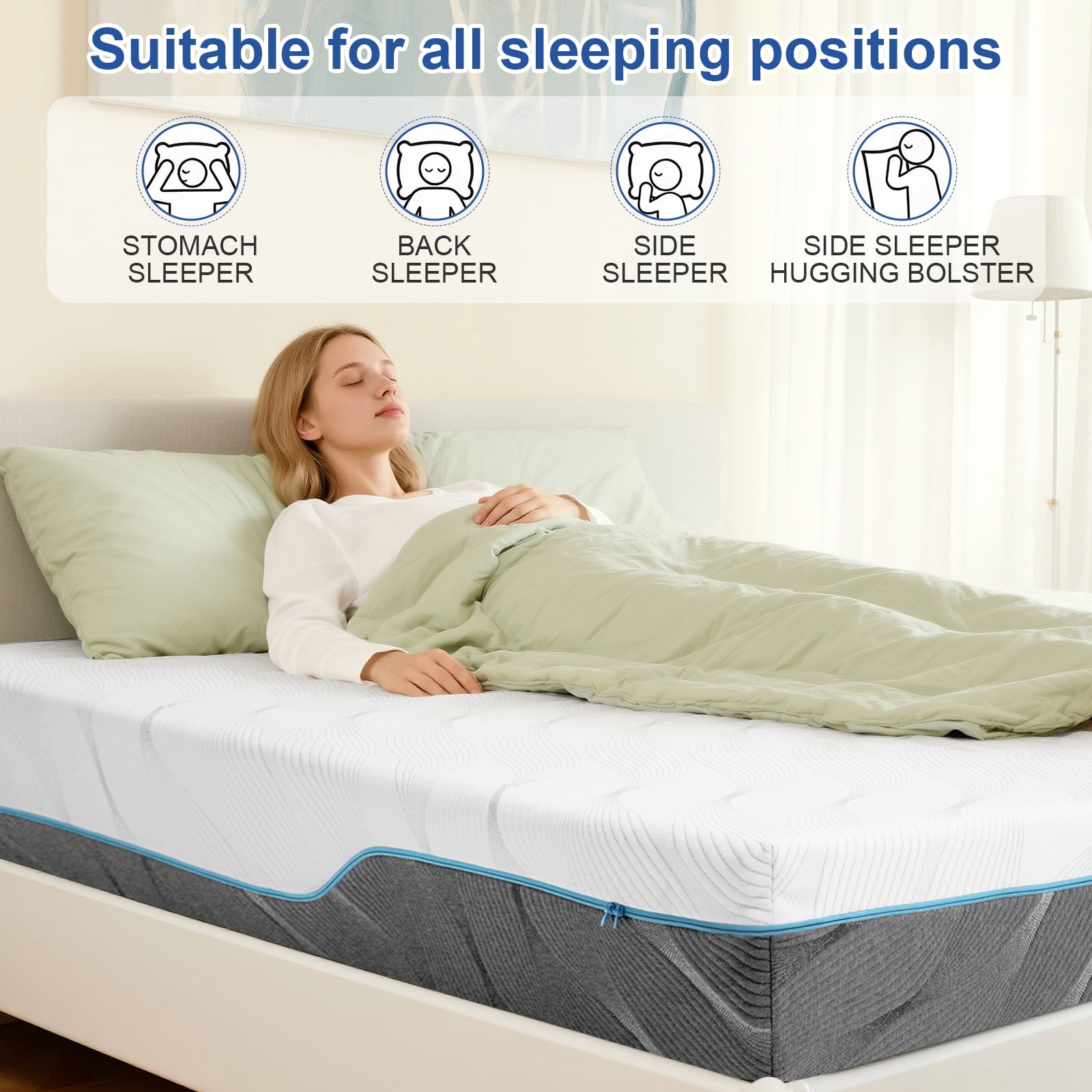 Extra Firm Queen Memory Foam Mattress, 12 Inch Dual-Sided Flippable Design for Back Pain Relief, CertiPUR-US Certified