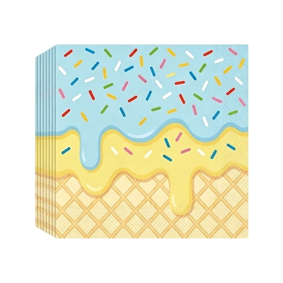 Ice Cream Themed Disposable Tableware Set Paper Plates Napkins Tablecloth For Birthday Holiday Party Supply