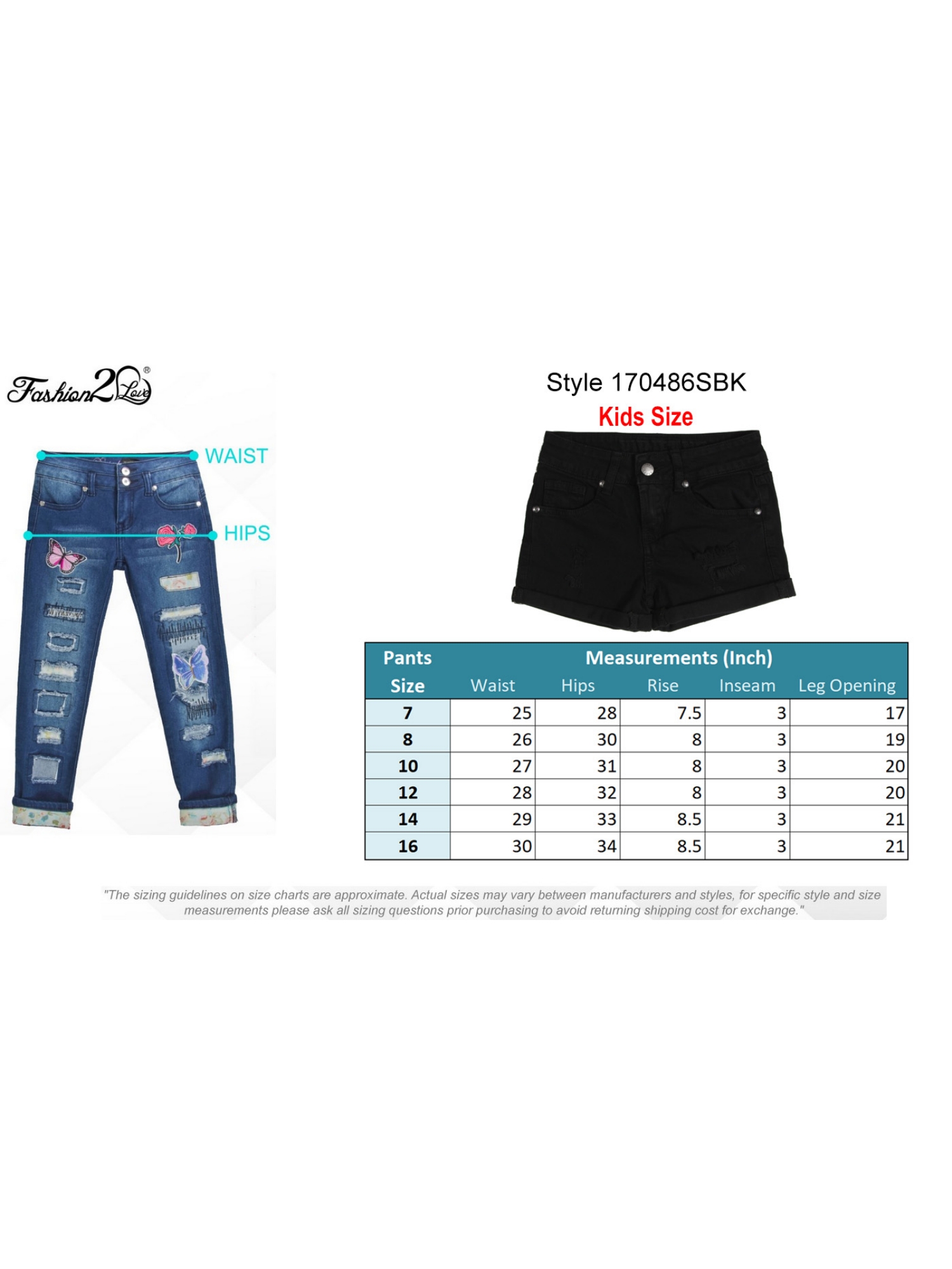 Fashion2love Girls Stretch 5 Pockets Ripped Denim Jeans Shorts Shorts Girls