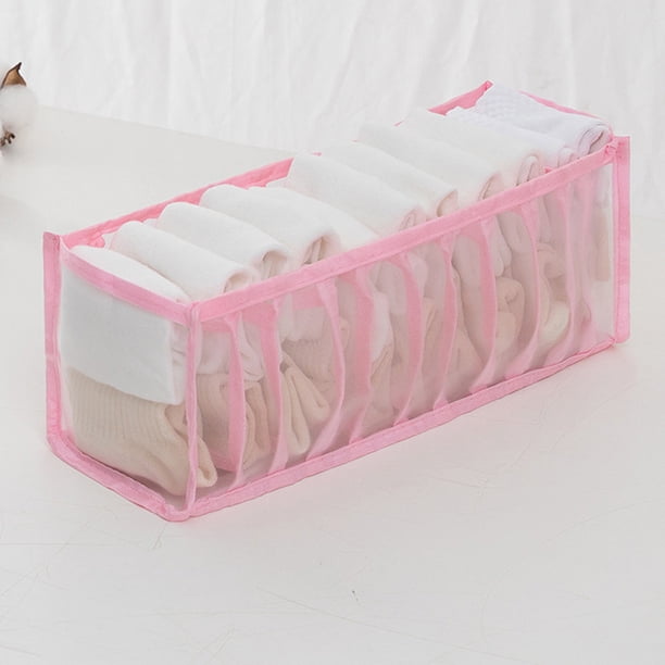 Fasiaou 11 Grid Wardrobe Clothes Organizer for Bra, Underwear, Sock, Tie Transparent Mesh Drawer Clothes Storage, Women Underwear Storage Compartment Box