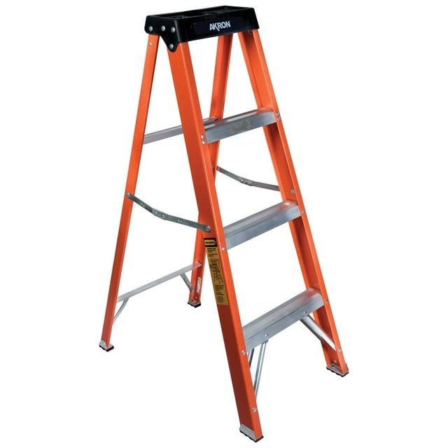 Escalera Tijera Akron Herramientas Fibra de Vidrio Plegable 3 escalones Tipo III 90kg