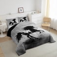 thumbnail image 3 of Castle Fairy Galloping Horse Twin Comforter Sets for Boys Girls,Black Grey Bedding Set, 3 of 8