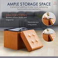 thumbnail image 3 of Ornavo Home 15 Inch Square Storage Ottoman Cube, Tufted Square Faux Leather Storage Ottoman Chest, Footrest, Toy Chest Ottoman with Storage - (Cognac), 3 of 7