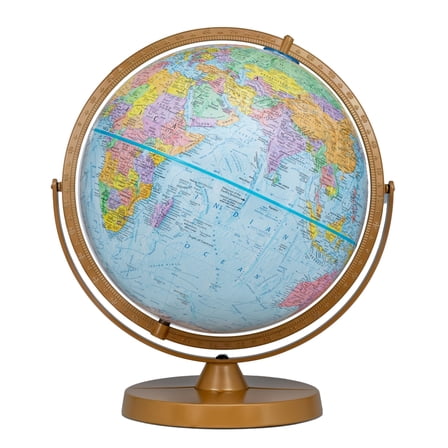 12 Inch Desktop World Globe with Stand, English World Map Educational Geography Globe for Students, Classroom Teaching, Office Desk & Home Decor