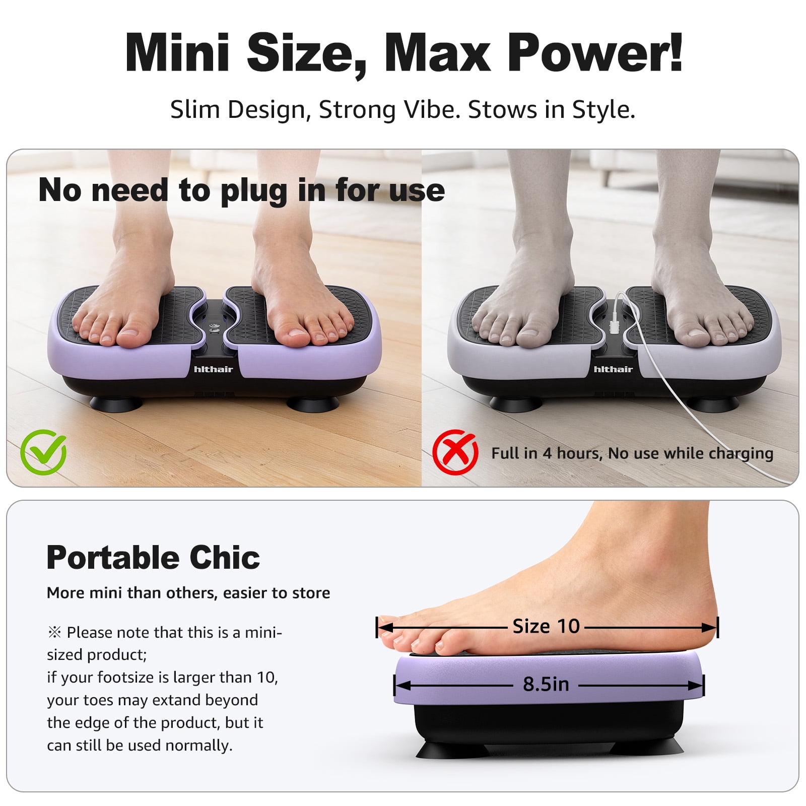 Hlthair Mini Vibration Plate Machine For Lymphatic Drainage, Shake Plate Exercise Machine Fat Burner For Weight Loss, Portable Shaking Whole Body Workout Vibration Platform for Home Gym 1 Piece