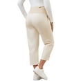 thumbnail image 3 of Pantalones de maternidad de algodón para mujer INSPIRE CHIC, con pliegues, sobre la barriga, rectos, con cintura elástica y bolsillo, color beige, 3 of 6