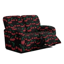 Xoenoiee Black Cherry Print Recliner Loveseat Covers, Stretch Reclining Sofa Covers, 2 Seater Couch Cushion Jacquard Recliner Slipcovers Furniture Protector Covers for Pet Kid