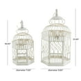thumbnail image 4 of DecMode Cream Vintage Metal Birdcage with Crisscross Vertical Bars and Floral Embossed Design, Set of 2 21", 18"H, 4 of 14