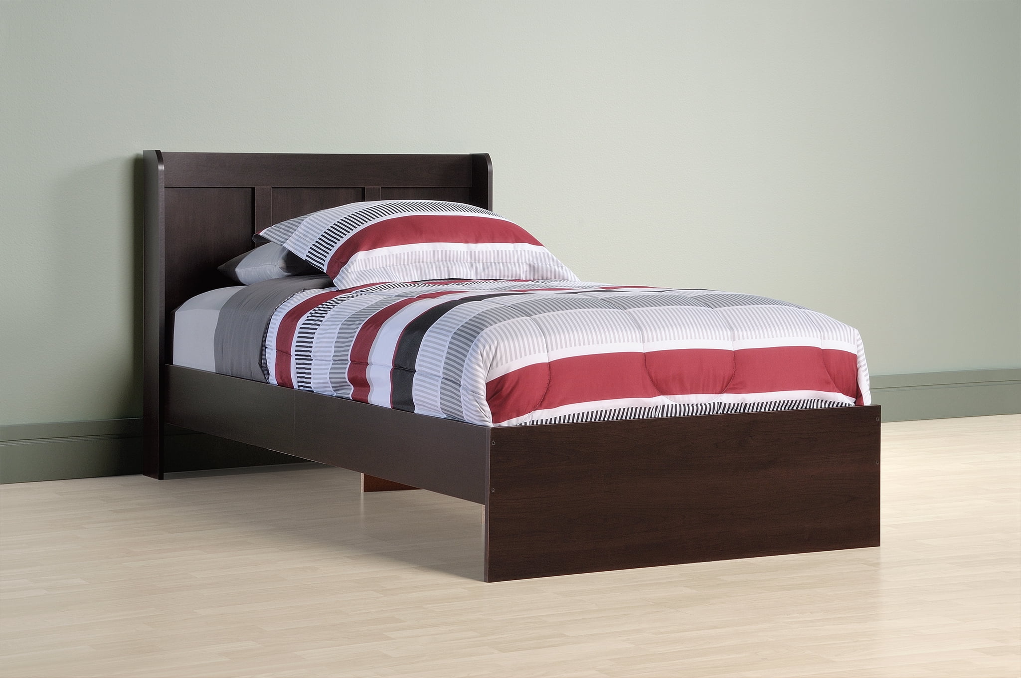 Sauder Parklane Platform Twin Bed with Headboard, Brown   Walmart 