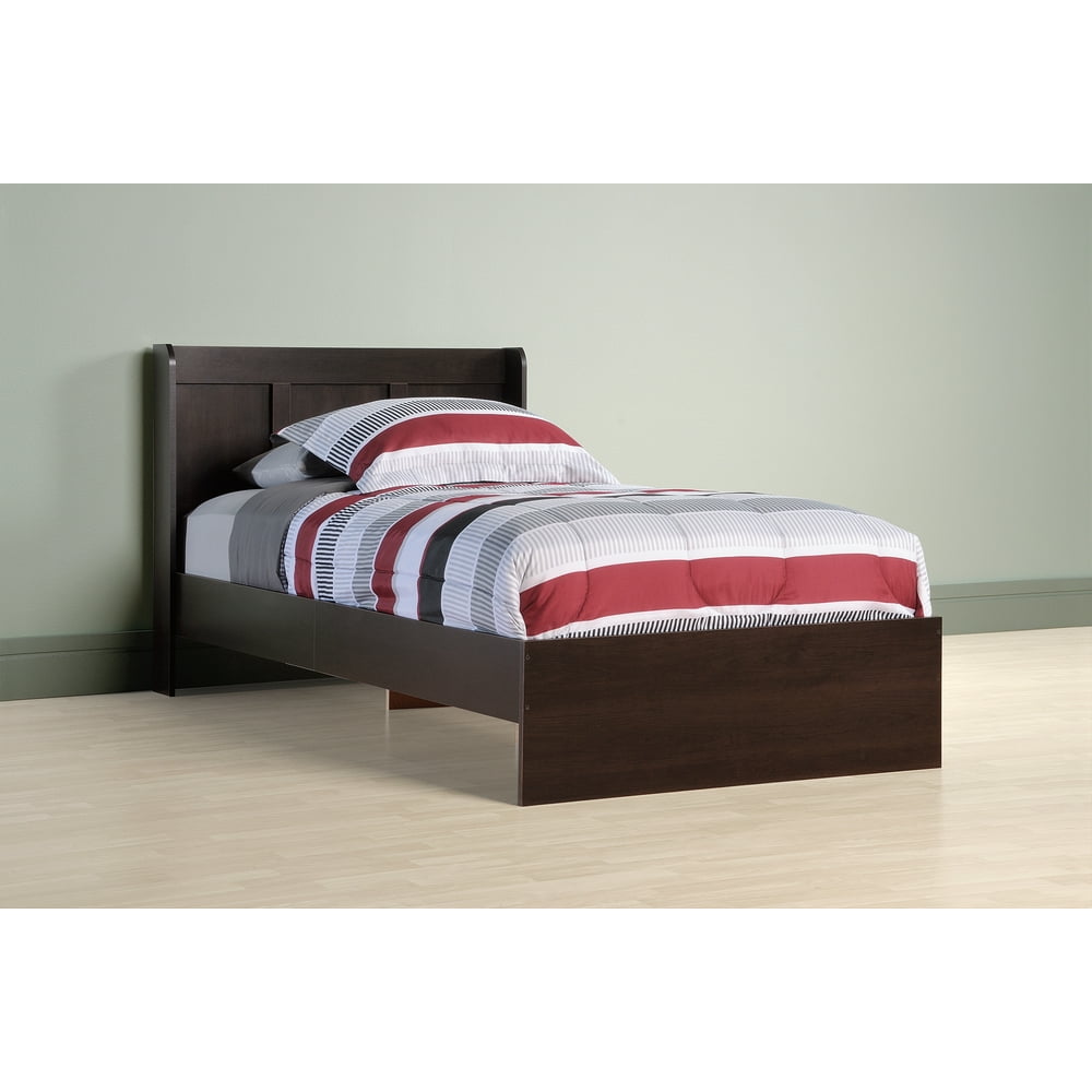 Sauder Parklane Platform Twin Bed with Headboard, Brown