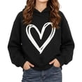 thumbnail image 2 of Mifsaly Hoodies for Girls Cute Heart Graphic Long Sleeve Hooded Sweatshirt Kids Relaxed Fit Warm Casual Activewear Top for Fall Winter Daily Lounge Black,9-10Years, 2 of 6