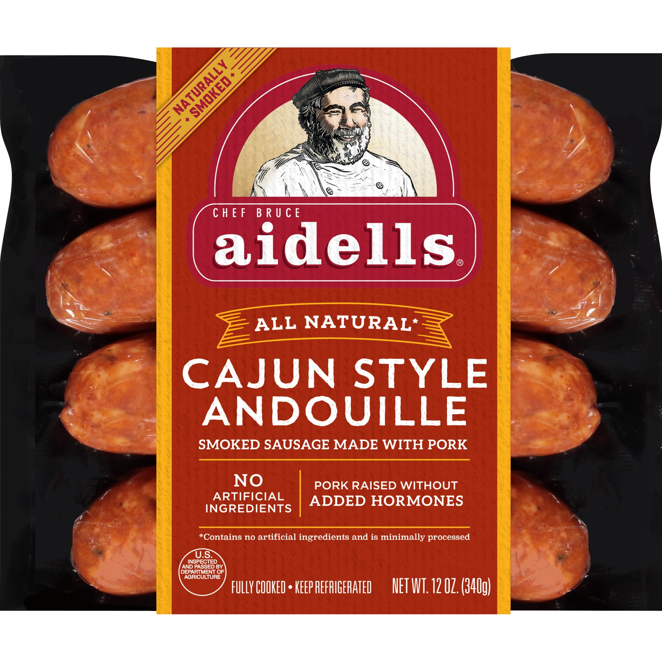 Aidells All Natural Cajun Style Andouille Smoked Pork Sausage Links, 12, oz, 4 Count