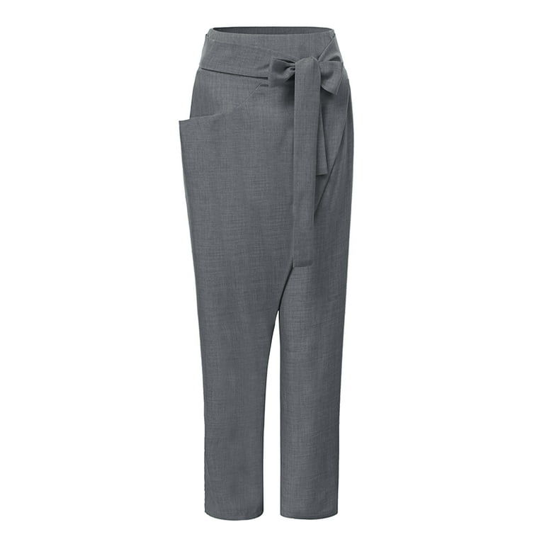 ZARKL Women's Pants High-Rise Slant Pocket Tapered Pants Pant for