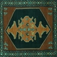 thumbnail image 1 of Ahgly Company Machine Washable Indoor Square Persian Turquoise Blue Traditional Area Rugs, 4' Square, 1 of 4