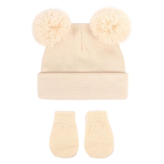 Kids Winter Beanie Hat Gloves Set Knit Warm Toddler Winter Cap Gloves for Boys Girls 6 Months -3 Years