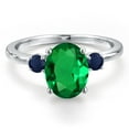 thumbnail image 3 of Gem Stone King 14K White Gold Green Nano Emerald and Blue Sapphire Engagement Ring for Women | 2.30 Cttw | Oval 10X8MM | Gemstone May Birthstone | Size 9, 3 of 6