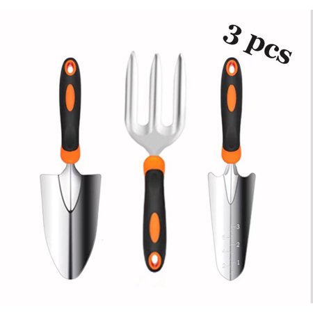 3-Piece Garden Tool Set with Rubberized Non-Slip Handles  Stainless Steel(Orange)