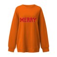 thumbnail image 3 of Merry Sweatshirt for Women Christmas Fleece Linend Sweaters Crew Neck Oversized Long Sleeve Pullover Tops, 3 of 4