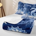 thumbnail image 4 of Erosebridal Ocean Seahorse Coral Bed Spread Queen, Sea Animal Queen Coverlet Set, Navy Reversible 3 Pieces, 1 Quilt and 2 Pillowcases, 4 of 7