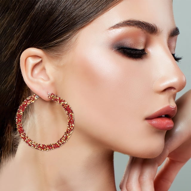 Fiudx Joyería Moda Personalidad de La Moda Aleación Diamante Pendientes Simples Pendientes de Moda