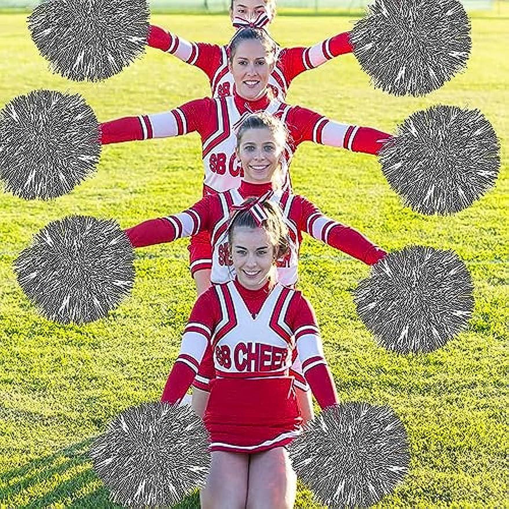 LINLIN 12 Pcs Cheerleading Pom Poms Dance Cheer Poms Metallic Foil Cheerleading Pom Poms Cheerleader Pompoms Cheer for Kids Adults Ball Dance Sports Team Spirit Cheering Fancy Dress Night Party