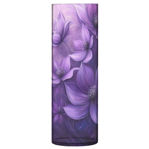 Plastic Vase 11.8 x 3.9 Inch Vase Transparent Non-Breakable Plastic Ornamental Culture Bottle Storage Jar Modern Family Wedding Decoration Purple Flower Picture