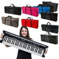 thumbnail image 2 of Soidarity Funda acolchada para piano, bolsa para teclado de órgano electrónico, instrumento Musical, bolso impermeable, mochila con asa, gran Mochilas de mochilero Color café, 2 of 6