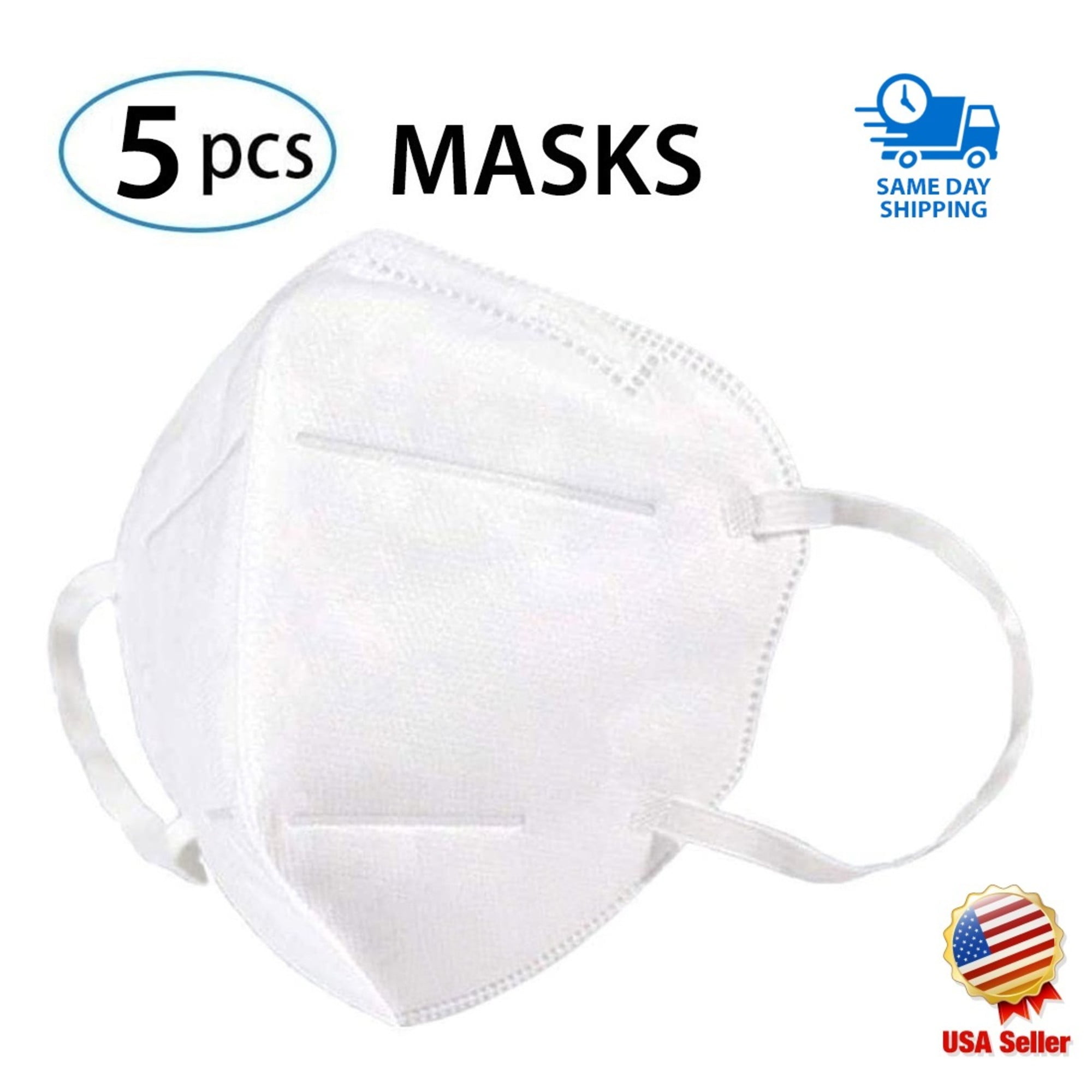 WeCare KN95 (95% Filtration) Protective Disposable Face Masks, White - 5 Pack (each sealed)