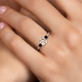 thumbnail image 4 of Gem Stone King 10K White Gold Peach Morganite and Black Diamond 3-Stone Ring for Women | 1.20 Cttw | Oval 8X6MM | Gemstone October Birthstone | Size 8, 4 of 6