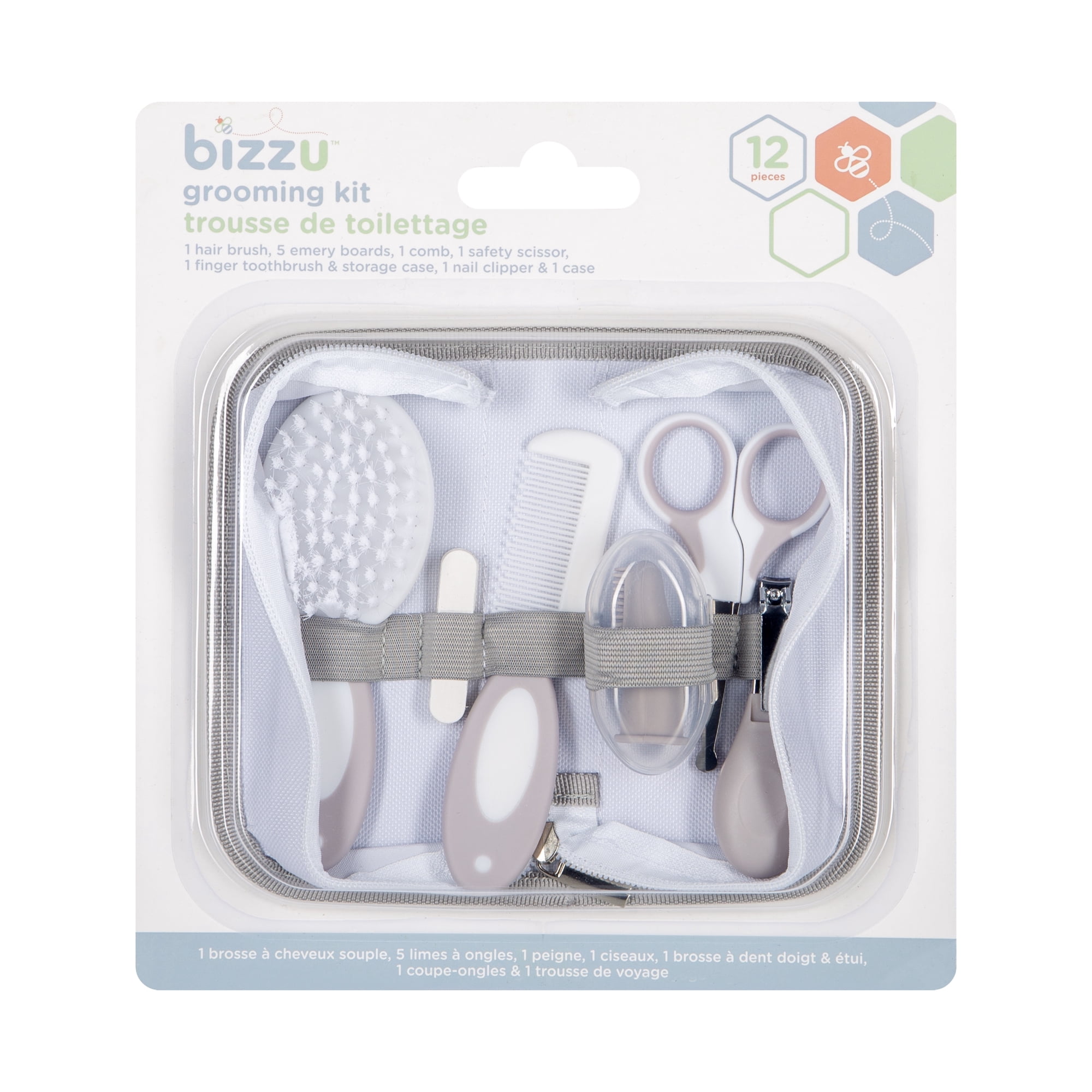 Bizzu Baby Heath and Grooming Kit With Storage Case - Newborn Essentials, Gray