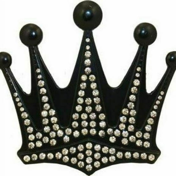 Black CROWN with RHINESTONES Belt Buckle Big King Queen - New with box/tags
