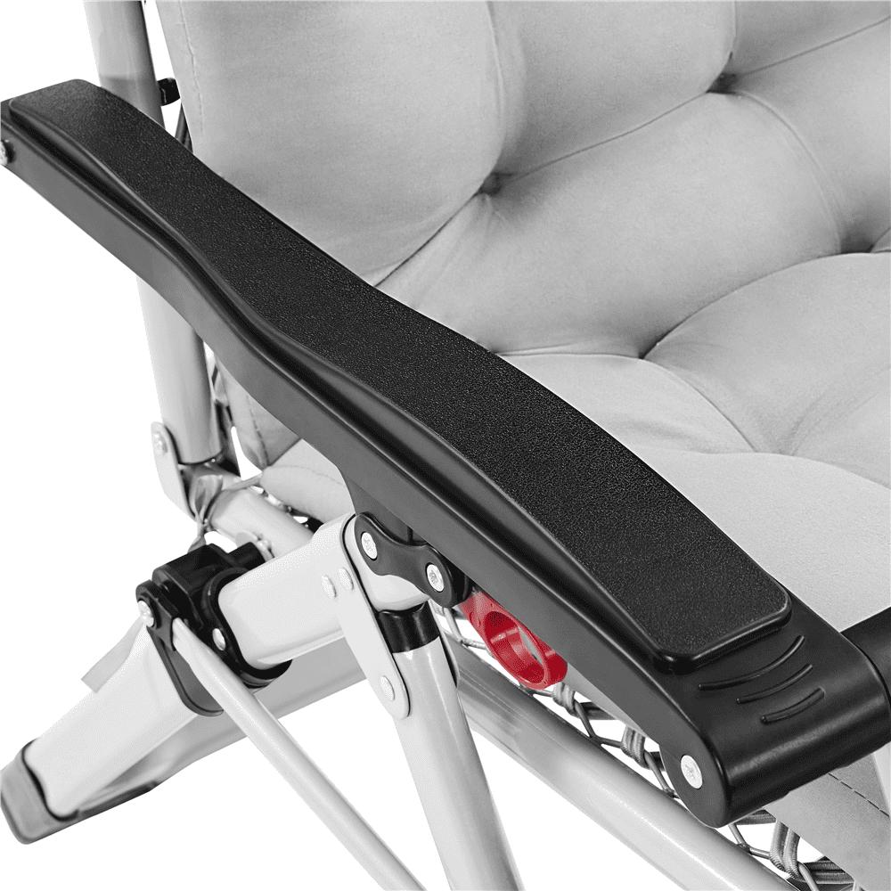 Alden Design 29in Foldable Zero Gravity Recliner with Padded Cushion for Garden, Gray
