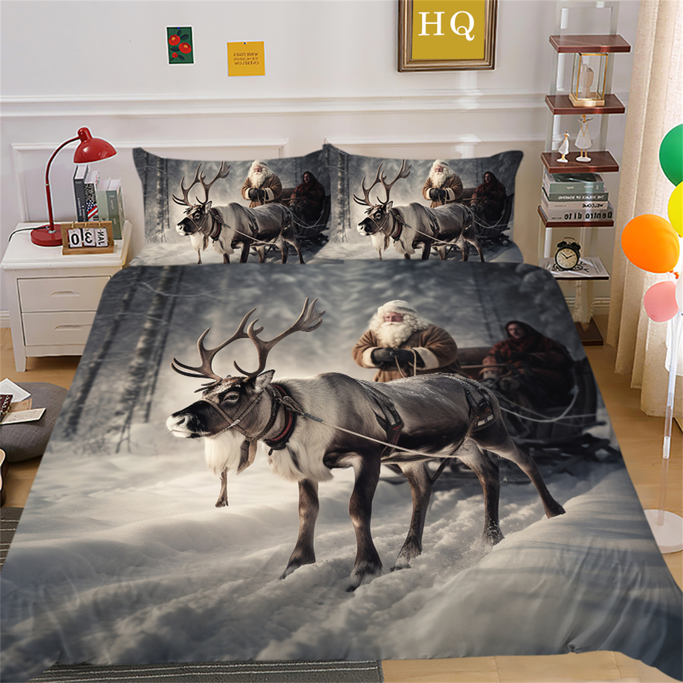3D Highend Quilt Covers Santa Claus Textiles Christmas Cartoon Animals