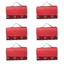 Brookhaven Roll Up Picnic Blankets Set of 6, Bulk Pack - Great outdoor blanket for Camping, Picnic, Beach, Sports, Outdoor Activities - Red