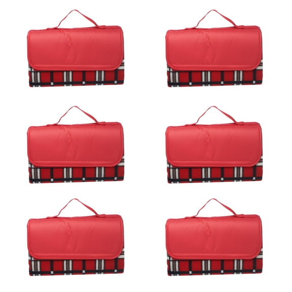 Brookhaven Roll Up Picnic Blankets Set of 6, Bulk Pack - Great outdoor blanket for Camping, Picnic, Beach, Sports, Outdoor Activities - Red